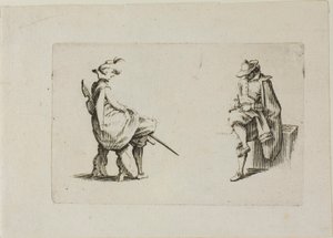 二人の座った男、「気まぐれ」より 作： Jacques Callot