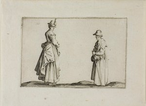 The Caprices より、横顔の 2 人の女性 作： Jacques Callot