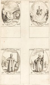 聖母が出産するのを待っています。 聖ネメシウス; 聖フィロゴニウス。 セントトーマス 作： Jacques Callot