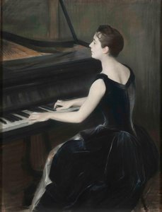 ピアニストのLéontineBordes-Pène1858-1924、1889-1890の肖像。 作： Jacques Emile Blanche