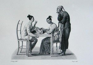 東ティモールのクーパンでチョンカを演奏する中国人（1825年に出版されたフォルジェの「Voyage Autour du Monde sur les Corvettes de L