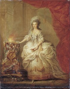 聖母マリアに扮した女性の肖像画。マリーアントワネットと言われています 作： Jacques Fabien Gautier dAgoty