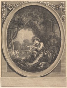 宅配便の出発 作： Jacques Firmin Beauvarlet after François Boucher