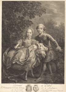 アルトワ伯とその妹マドモアゼル・クロチルド 作： Jacques Firmin Beauvarlet after François Hubert Drouais