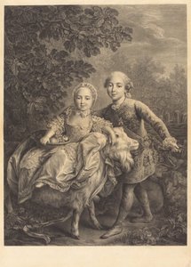 アルトワ伯とその妹マドモアゼル・クロチルド 作： Jacques Firmin Beauvarlet after François Hubert Drouais