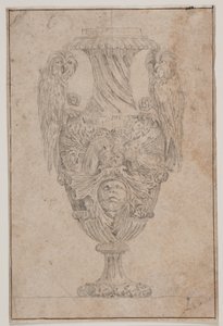 2 羽のフクロウと頭の装飾花瓶。 Plの後にコピーします。 1746年にサリーが描いた一連の花瓶の15、「Vasa a se inventa ...」 作： Jacques Francois Joseph Saly