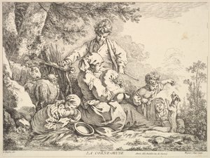 18世紀半ばから後半のバグパイプ。 作： Jacques Gabriel Huquier