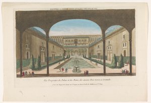 グラナダのアルハンブラ宮殿の噴水のある中庭の眺め Les bains des enciens rois Mores、手榴弾 (オブジェクトのタイトル)