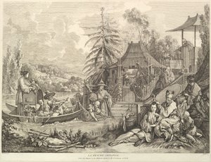La pesche chinoise 中国の釣り、シノワシリーズより、1743 年以降。 作： Jacques Gabriel Huquier