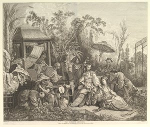 1743年以降のシノワシリーズの中国庭園。 作： Jacques Gabriel Huquier