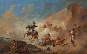 イギリスとフランスのキャバリアの戦い 作： Jacques Gamelin