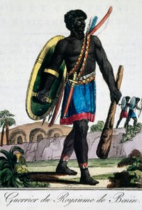 アフリカ・ベナンの戦士（「旅の百科事典」の版画 作： Jacques Grasset de Saint Sauveur