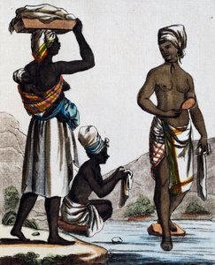 サント・ドミンゴの洗濯婦 ジャック・グラッセ・ド・サン＝ソーヴル（1757-1810）の『航海百科事典』に掲載されたラブローズ（1796年活躍）の図からのカラー・エングレーヴィング。