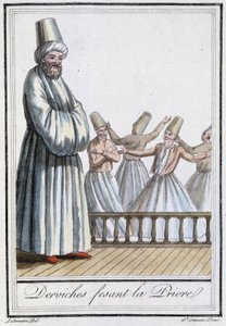 祈りを捧げるダービッシュ（Dervishes tourneurs）-グラッセ・サン・ソーヴル編『航海百科』（1796年、パリ）より 作： Jacques Grasset de Saint Sauveur
