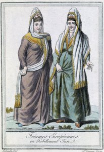 トルコの衣装を着たヨーロッパの女性たち-グラッセ・サン・ソーヴル編「航海百科」（1796年、パリ）より 作： Jacques Grasset de Saint Sauveur
