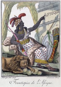 グラッセ・サン・ソーヴル編『旅の百科事典』（1796年）に掲載されたアフリケの扉。 作： Jacques Grasset de Saint Sauveur