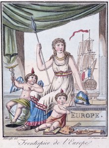 グラッセ・サン・ソーヴル編『旅の百科事典』に掲載されたヨーロッパの正面図（1796年）。 作： Jacques Grasset de Saint Sauveur