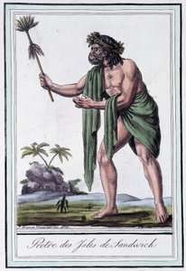 サンドウィッチ諸島の司祭-グラッセ・サン・ソーヴル編『航海百科』（1796年、パリ）より 作： Jacques Grasset de Saint Sauveur