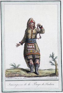 ハドソン湾（カナダ）のSauvagesse - グラッセ・サン・ソーヴル編『旅の百科事典』（1796年）所収。 作： Jacques Grasset de Saint Sauveur