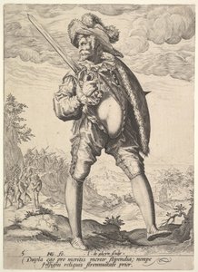ブロードソードとシールドで武装した兵士、1587年の将校と兵士。 作： Jacques II de Gheyn