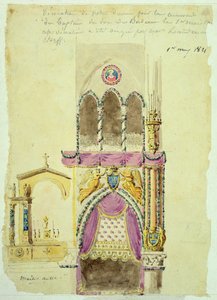 ボルドー公爵の洗礼のためのノートルダム寺院の装飾のためのプロジェクト 作： Jacques Ignace Hittorff