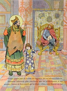 ダゴベルト1世（603-39年頃）、ズボンを間違った向きに着替えた。 作： Jacques Marie Gaston Onfray de Breville (Job)