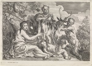 子木星はヤギのアマルテアに餌を与えられる 作： Jacques Jordaens