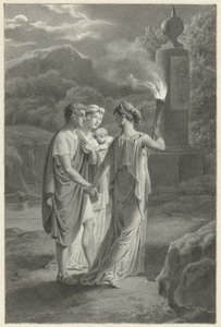 若い家族と松明を持った女性の挿絵のデザイン 作： Jacques Kuyper