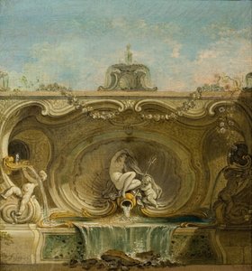噴水のデザイン。 Naiad と Putto、c。 1740年。 作： Jacques Lajoue de
