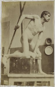 ジャック・ド・ラランのアトリエで、手に槍を持った裸の男性モデルの習作 作： Jacques Lalaing (attributed to)