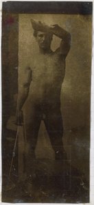 ジャック・ド・ラランのアトリエで、直立して正面から見た男性の裸体モデルの習作 作： Jacques Lalaing (attributed to)