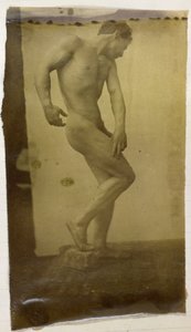 ジャック・ド・ラランのアトリエで、横から見た男性ヌードモデルの習作 作： Jacques Lalaing (attributed to)