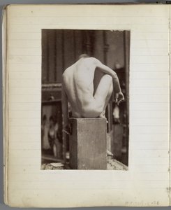 ジャック・ド・ラランのアトリエで、後ろから見た裸の男性モデルの習作 作： Jacques Lalaing (attributed to)