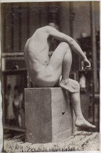 ジャック・ド・ラランのアトリエで横から見た裸の男性モデルの習作 作： Jacques Lalaing (attributed to)