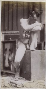 ジャック・ド・ラランのアトリエで着席した男性ヌードモデルの習作 作： Jacques Lalaing (attributed to)