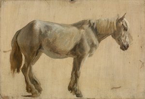 灰色の馬の研究（紙に油を塗る） 作： Jacques Laurent Agasse
