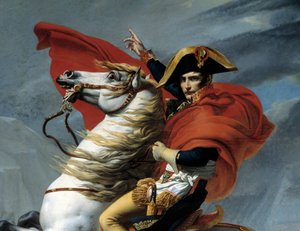 1800年5月、グラン・サン・ベルナール峠でアルプス山脈を越える第一執政ナポレオン・ボナパルト（1769-1821） Detail.ジャック・ルイ・ダヴィッド（1748-1825）の絵画 19世紀 パリ、軍隊博物館