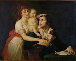 カミーユ・デムーラン（1760-94）妻のルシール（1771-94）と息子のホレス-カミーユ（1792-1825）c.1792（油彩、キャンバス）