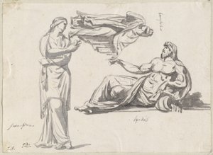 川の神と 2 つの古典的な彫刻 作： Jacques Louis David