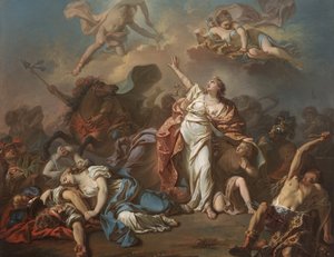 ニオベの子供たちを攻撃するアポロとダイアナ 作： Jacques Louis David