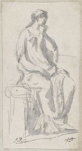 物思いに沈んだ女性の古典彫刻 作： Jacques Louis David