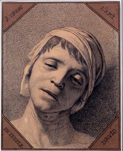 1793年7月13日に暗殺されたジャン・ポール・マラット（1763-1793）の頭部の習作 ジャック・ルイ・ダヴィッド（1748-1825）による素描。Dim 0,27 x 0,21 m Versailles musee du chateau 作： Jacques Louis David
