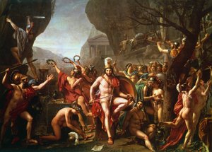 「テルモピュライのレオニダス」、紀元前5世紀、c1814 作： Jacques Louis David