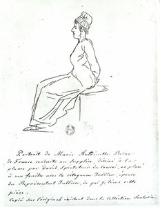 マリーアントワネット（1755-93年）、処刑の途中、1793年 作： Jacques Louis David
