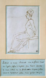 拷問にかけられるマリー・アントワネット（1755年～1793年）。ジャック・ルイ・ダヴィッド（1748-1825）のドローイング 作： Jacques Louis David
