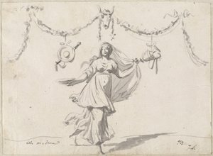 古代のドレスを着た女性の飾り 作： Jacques Louis David