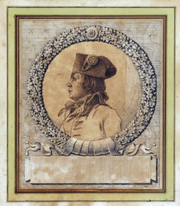 Philippe Francois Joseph Le Bas - Jacques Louis David（1748-1825）によるPhilippe-Francois-Joseph Le Bas（1764-1794）の肖像、1793年頃 - ペン、筆、墨、紙、D 15,2 - Private Collection 作： Jacques Louis David