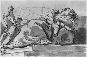 ペストエピソード（紙にペンとインディアンインクを洗う） 作： Jacques Louis David