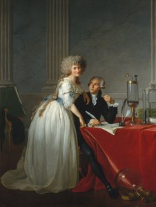 妻とフランスの化学者アントワーヌラヴォワジエの肖像画