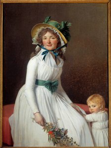 息子のエミールを連れた画家の妻の妹、セリジア夫人の肖像 ジャック・ルイ・ダヴィッド（1748-1825）の絵画 1793年日。1,31x0,96 m Paris musee du Louvre - 息子のエミールを連れた画家の妻の妹、セリジア夫人の肖像。絵画 作： Jacques Louis David